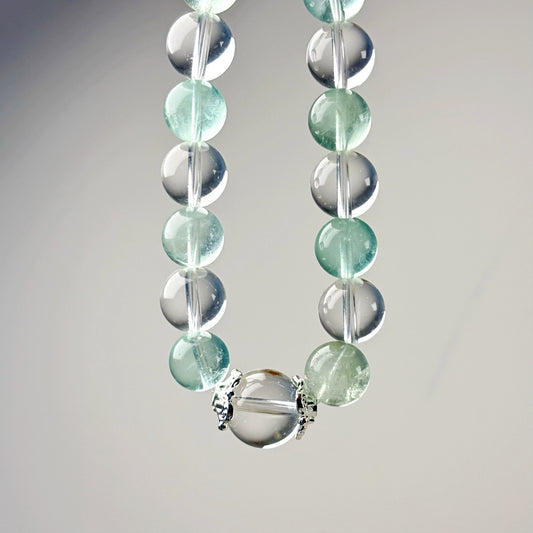 1004 Clear Quartz Green Fluorite bracelet