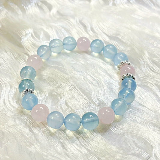 504 Aquamarine Rose Quartz Bracelet