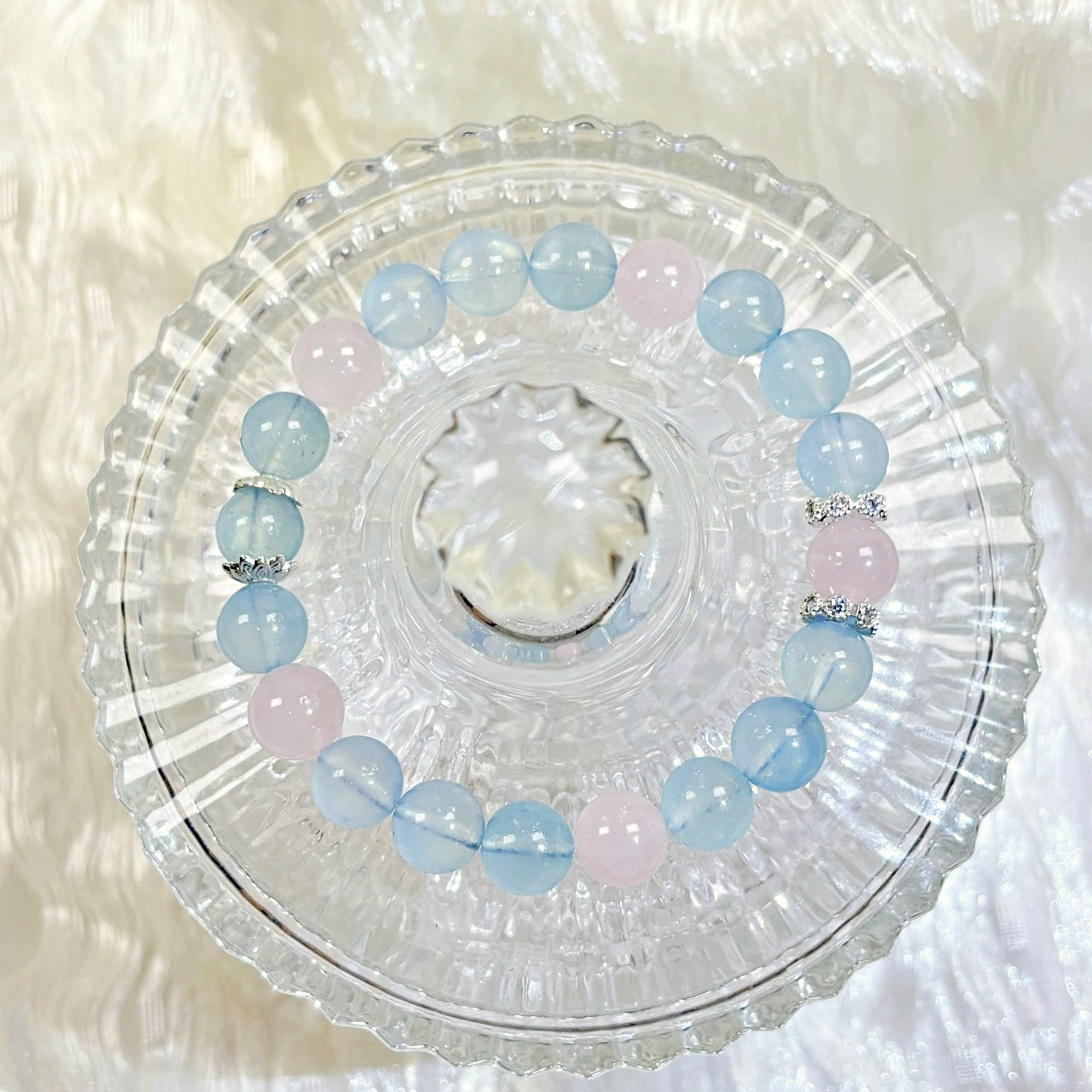 504 Aquamarine Rose Quartz Bracelet
