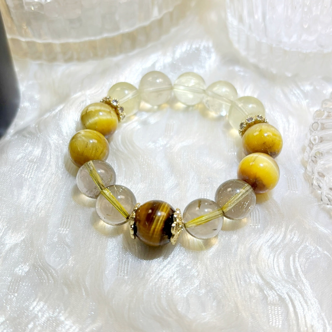 901 Golden Tiger's Eye Yellow Tiger's Eye Gold Rutilated Quartz Citrine Bracelet