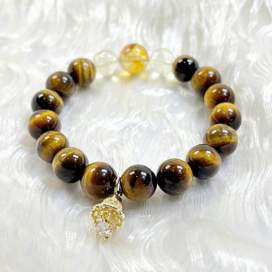 302 Yellow Tiger's Eye Yellow Phantom Quartz Citrine Bracelet