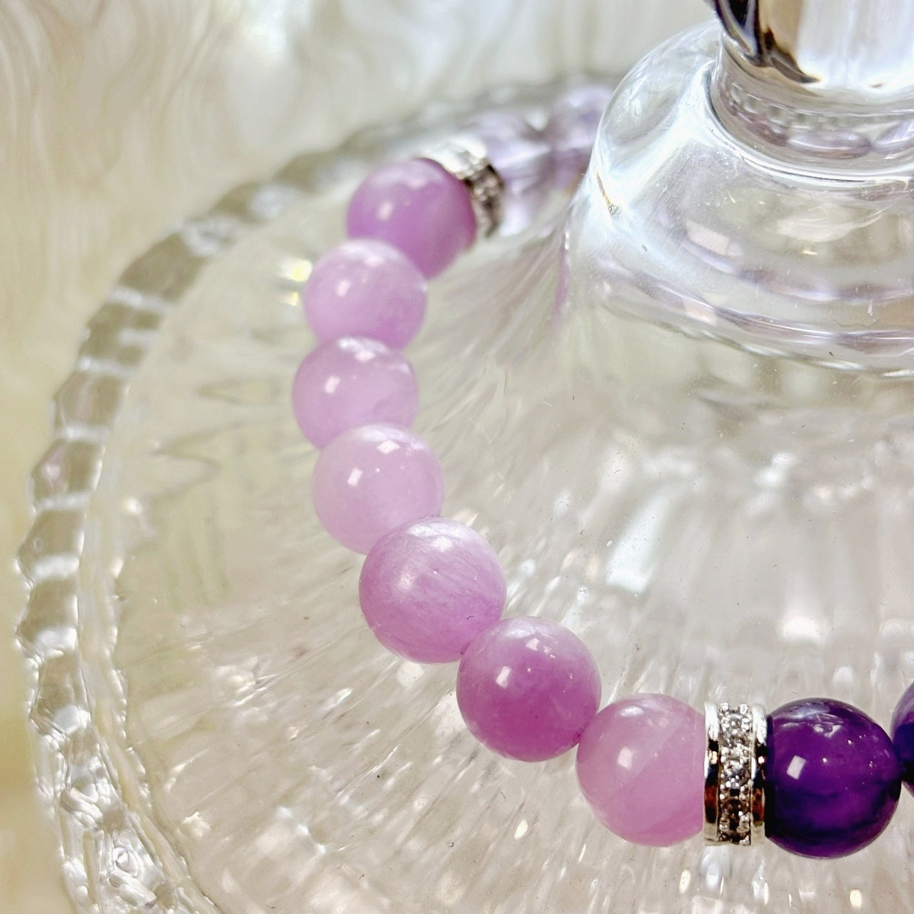 706 Kunzite Purple Rutilated Quartz Ametrine Bracelet