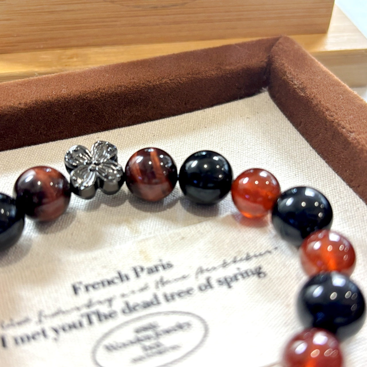 101 Garnet Red Tiger's Eye Black Obsidian bracelet