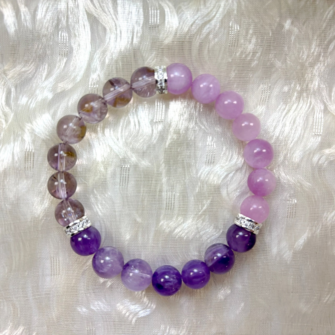 706 Kunzite Purple Rutilated Quartz Ametrine Bracelet