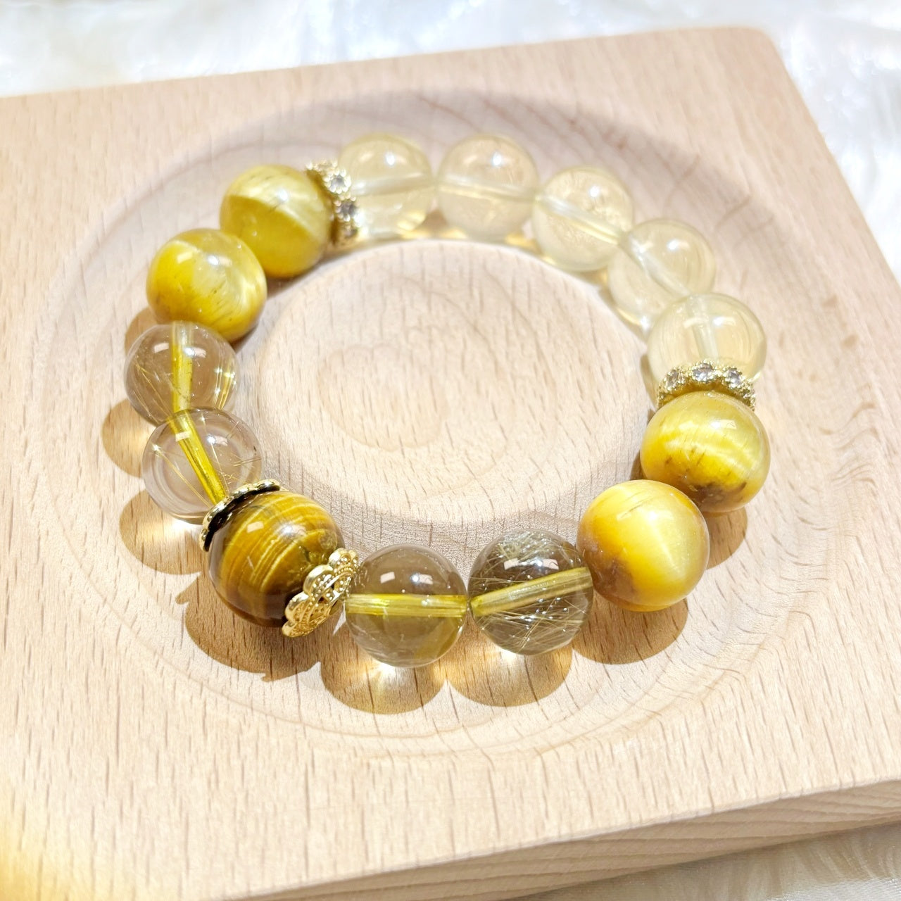 901 Golden Tiger's Eye Yellow Tiger's Eye Gold Rutilated Quartz Citrine Bracelet