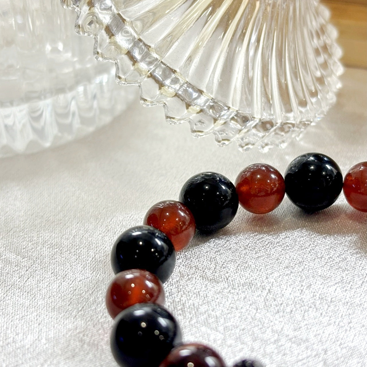 101 Garnet Red Tiger's Eye Black Obsidian bracelet