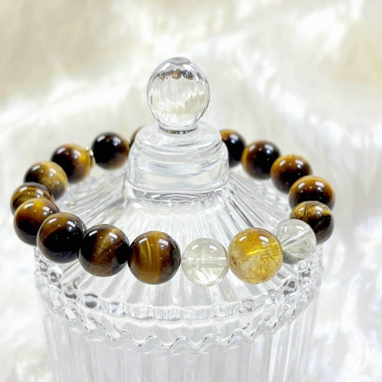 302 Yellow Tiger's Eye Yellow Phantom Quartz Citrine Bracelet