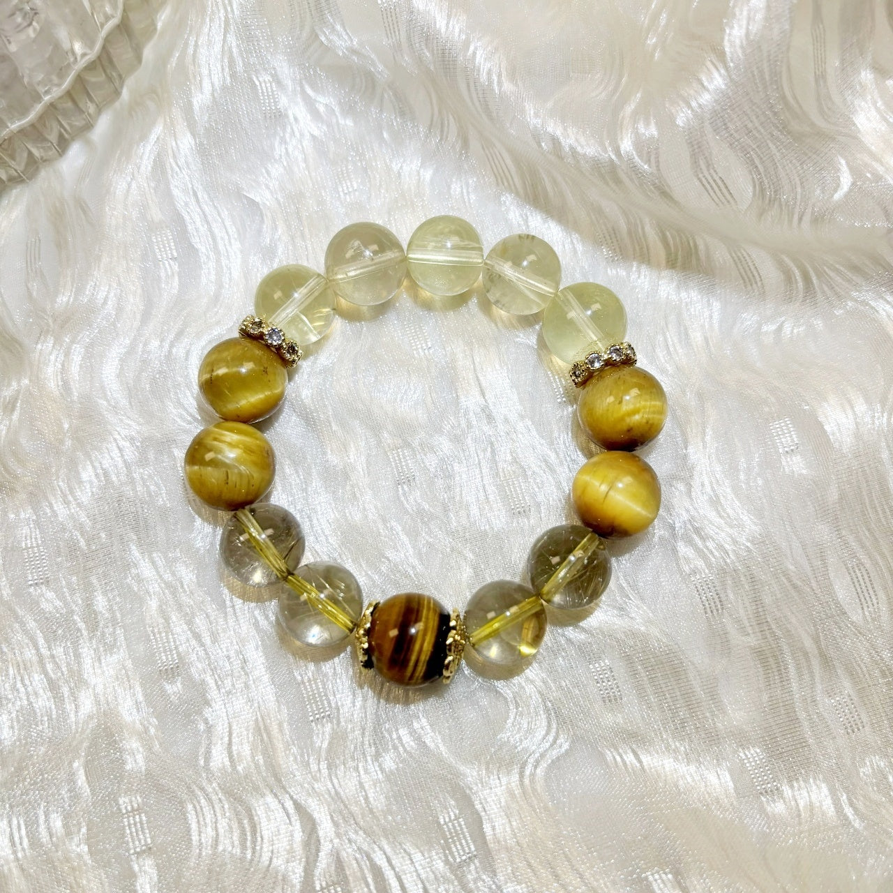 901 Golden Tiger's Eye Yellow Tiger's Eye Gold Rutilated Quartz Citrine Bracelet