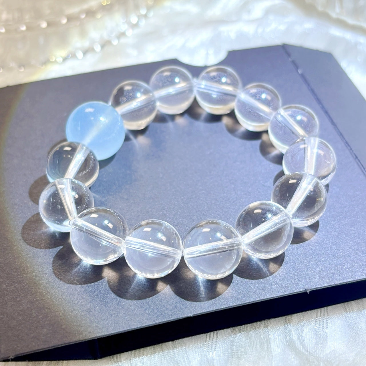 1001 Clear Quartz Aquamarine Bracelet