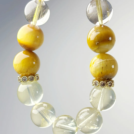 901 Golden Tiger's Eye Yellow Tiger's Eye Gold Rutilated Quartz Citrine Bracelet