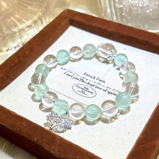 1004 Clear Quartz Green Fluorite bracelet