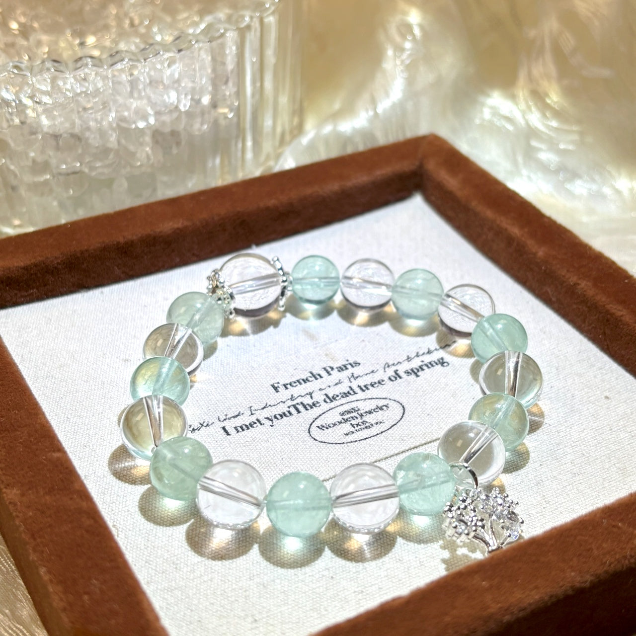 1004 Clear Quartz Green Fluorite bracelet